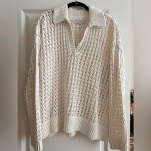 LOFT Women's V-Neck Sweater in Cream